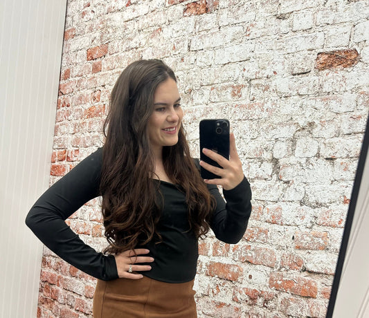 Ruched Waist Square Neck Jersey Top