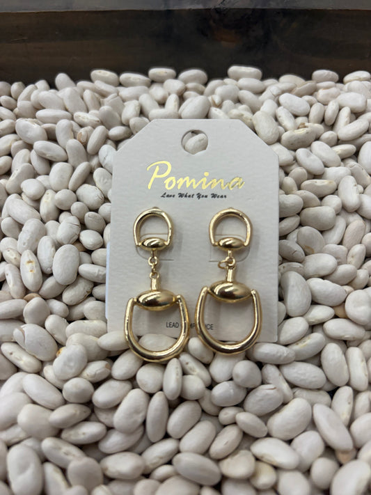 Polished Horsebit Link Drop Earrings
