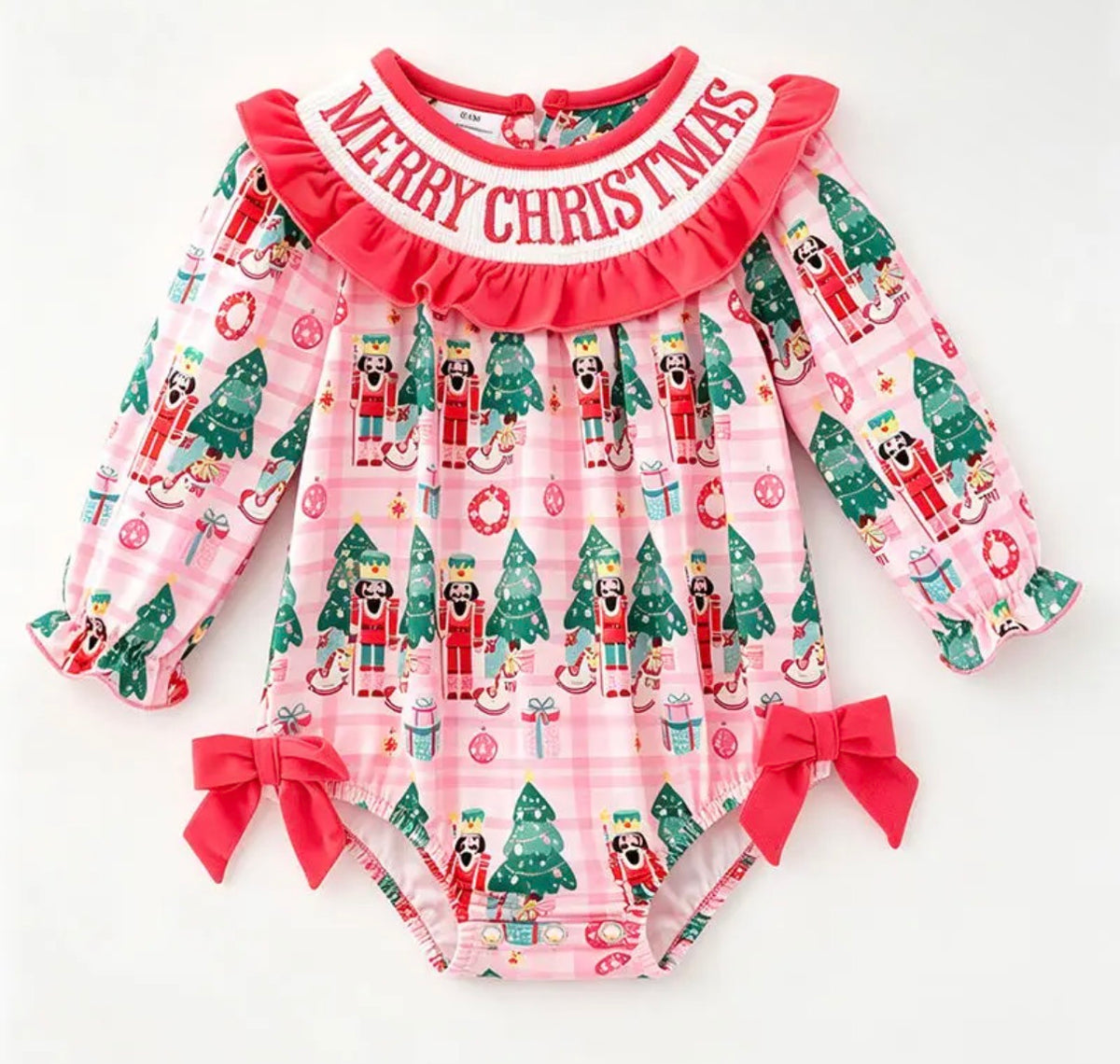 Pink Plaid & Nutcracker Romper