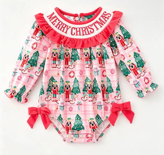 Pink Plaid & Nutcracker Romper