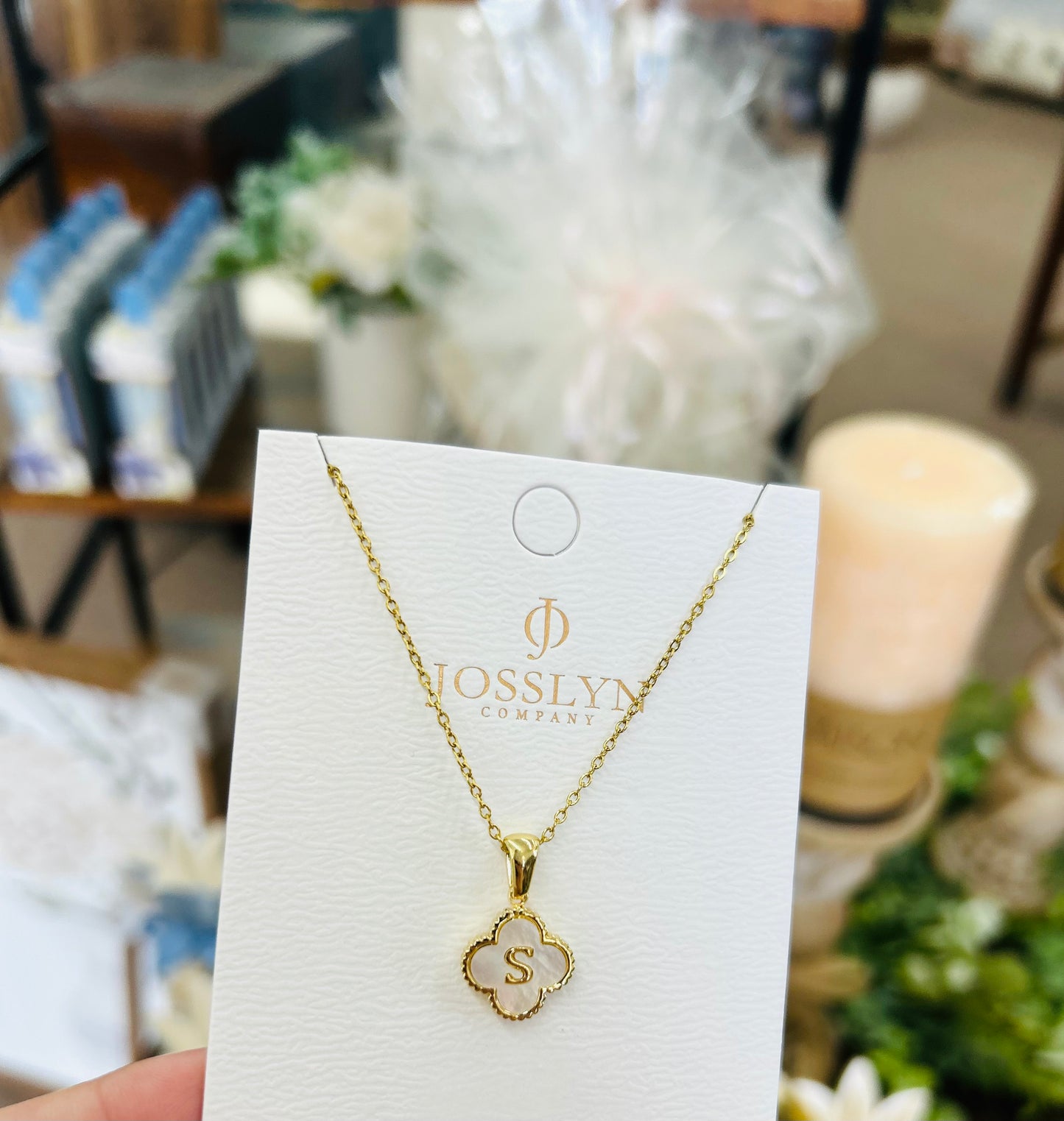 Stainless Steel Mop Clover Initial Necklace