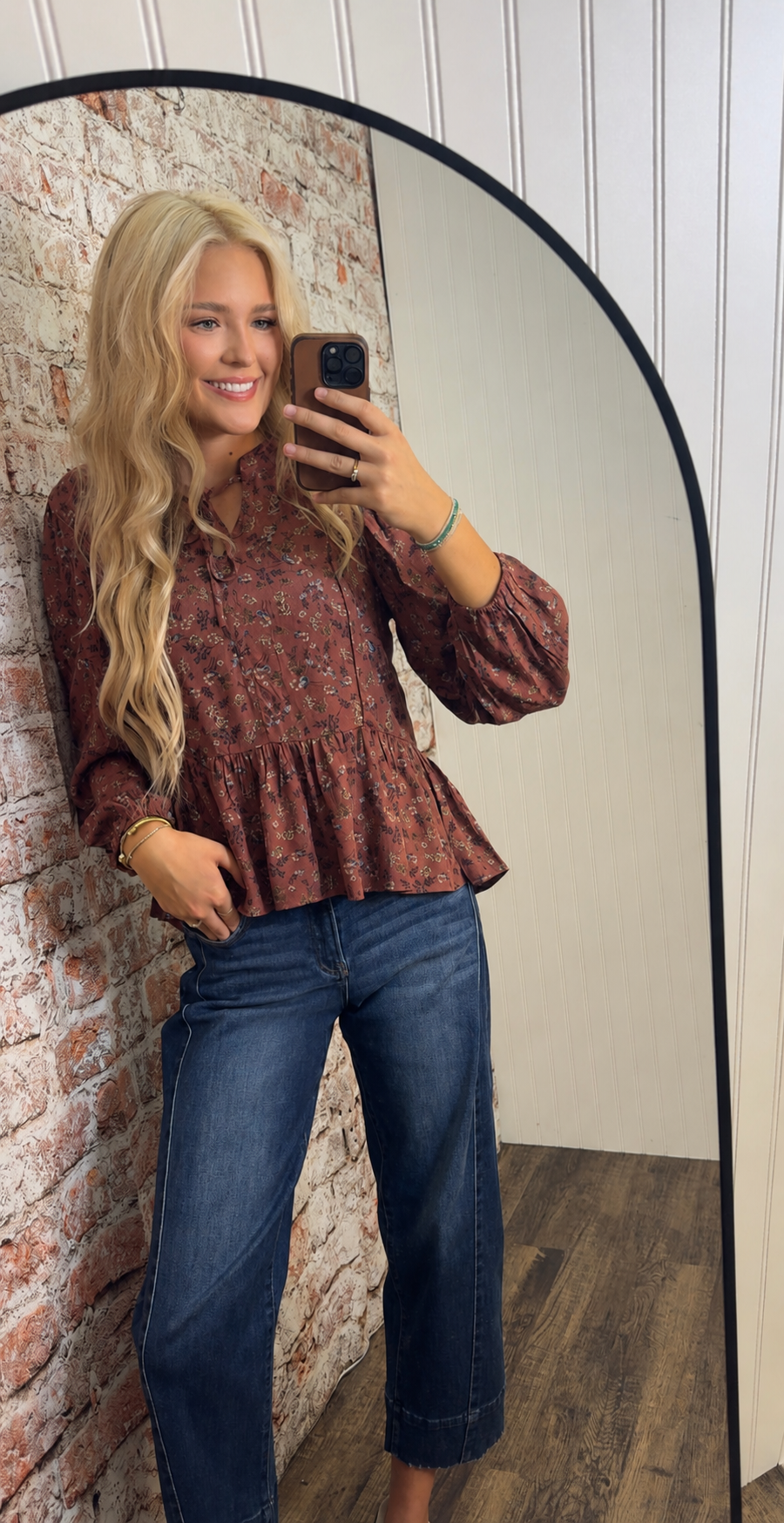 Floral Print V-Neck Chiffon Blouse Top