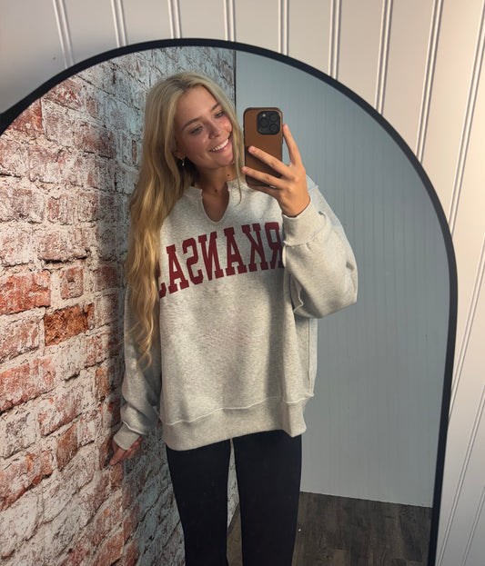 Arkansas Split Neck Terry Sweatshirt