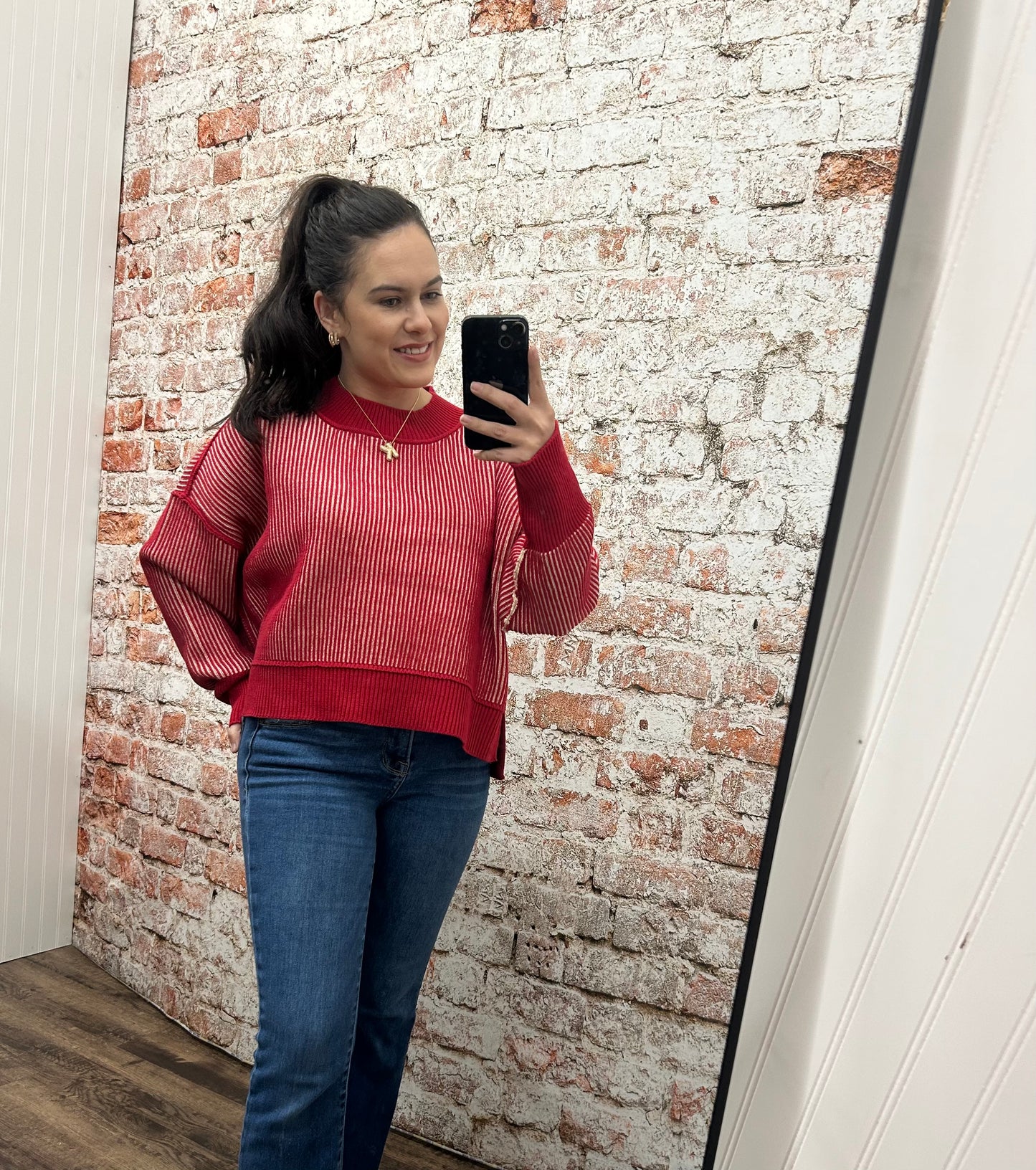 Exposed Seam Two Tone Sweater