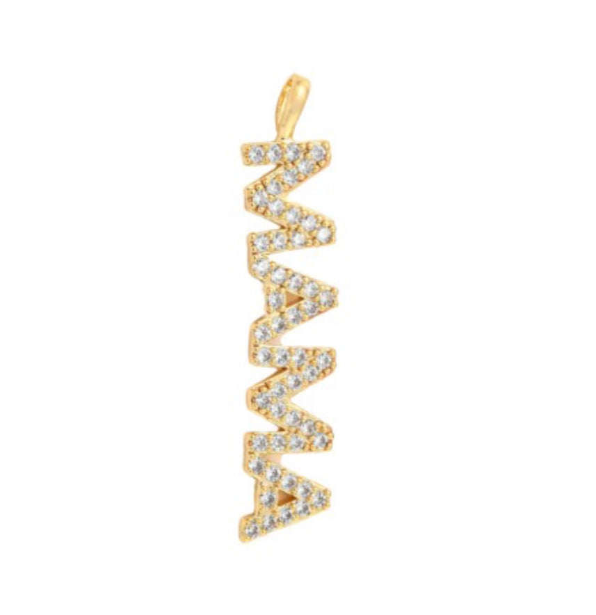 Gold Pave “MAMA” Bar Charm