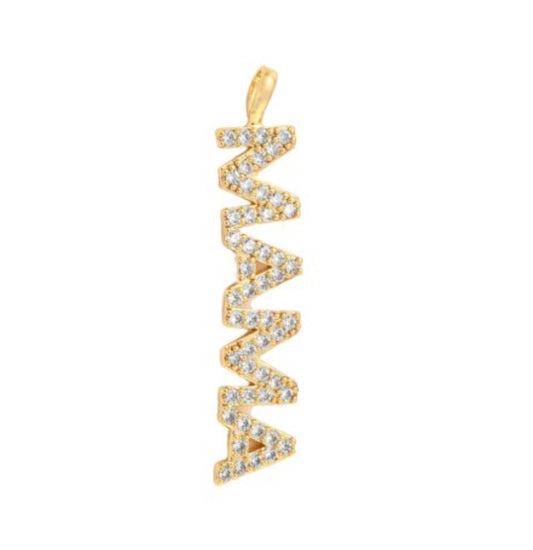 Gold Pave “MAMA” Bar Charm