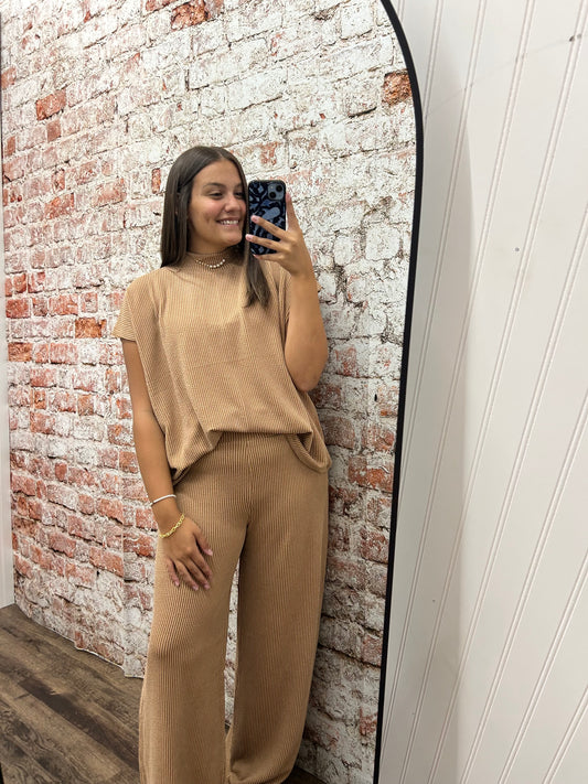 Raised Rib Short Sleeve Tee & Pants Set