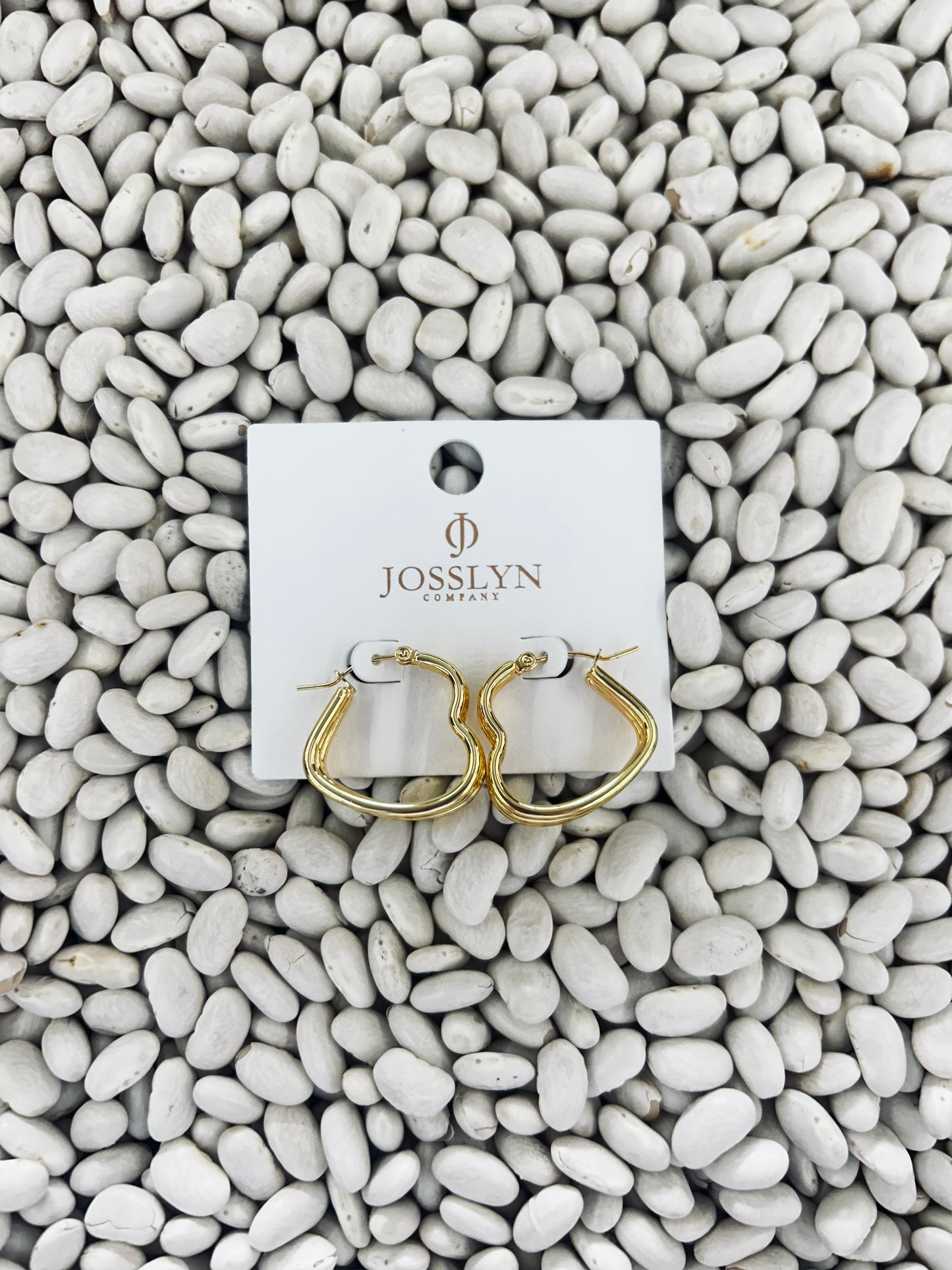 18K Stainless Steel Waterproof Tarnish Free Heart Hoops