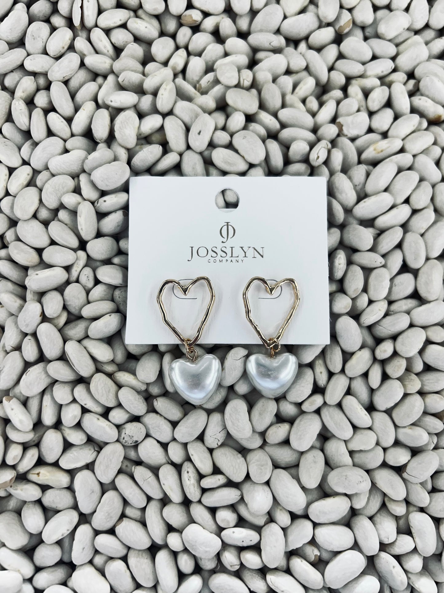 Hammer Heart Pearl Drop Earrings