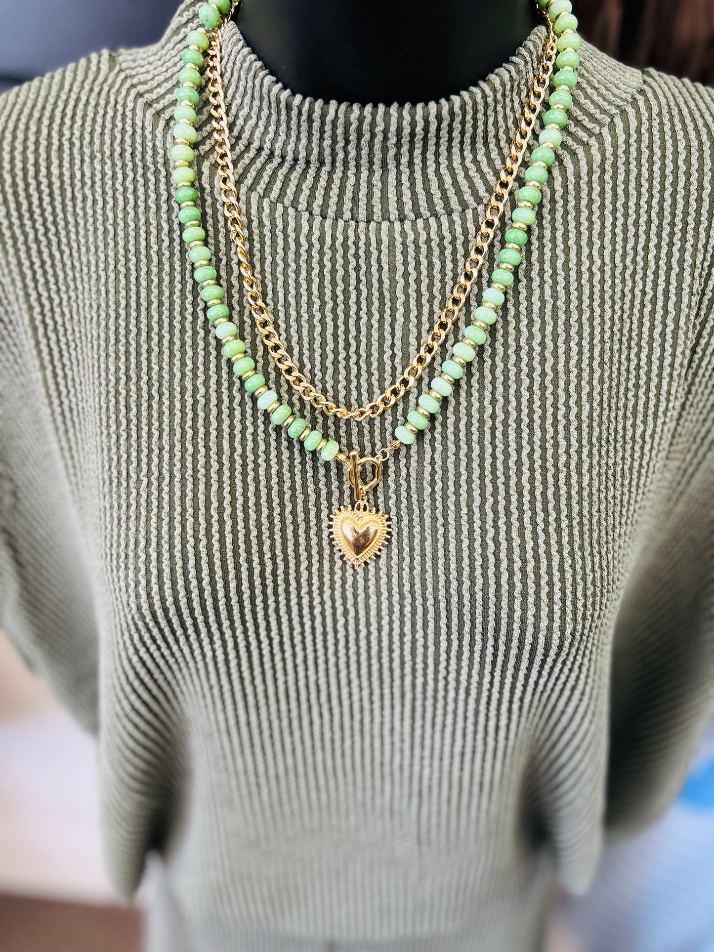 Layered Beaded Heart Necklace