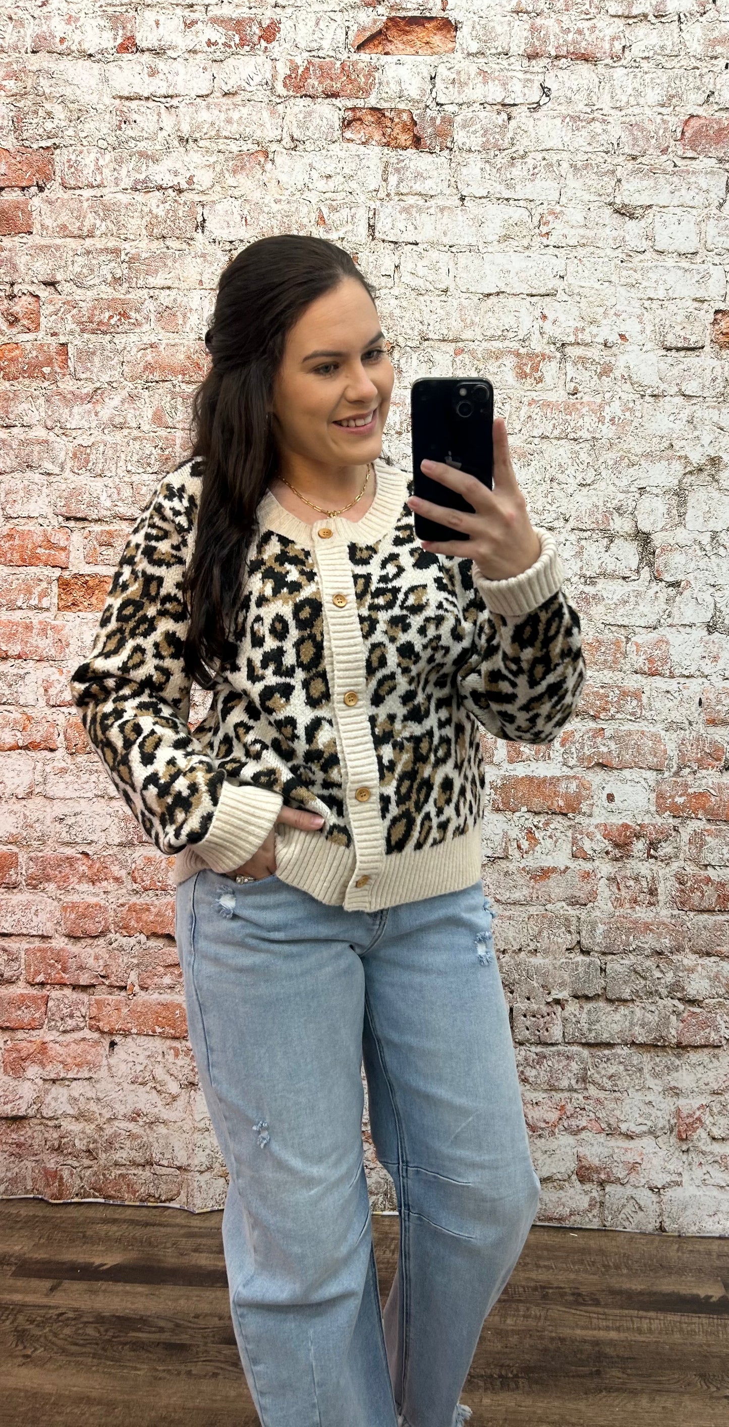 Leopard Soft Knit Sweater Cardigan